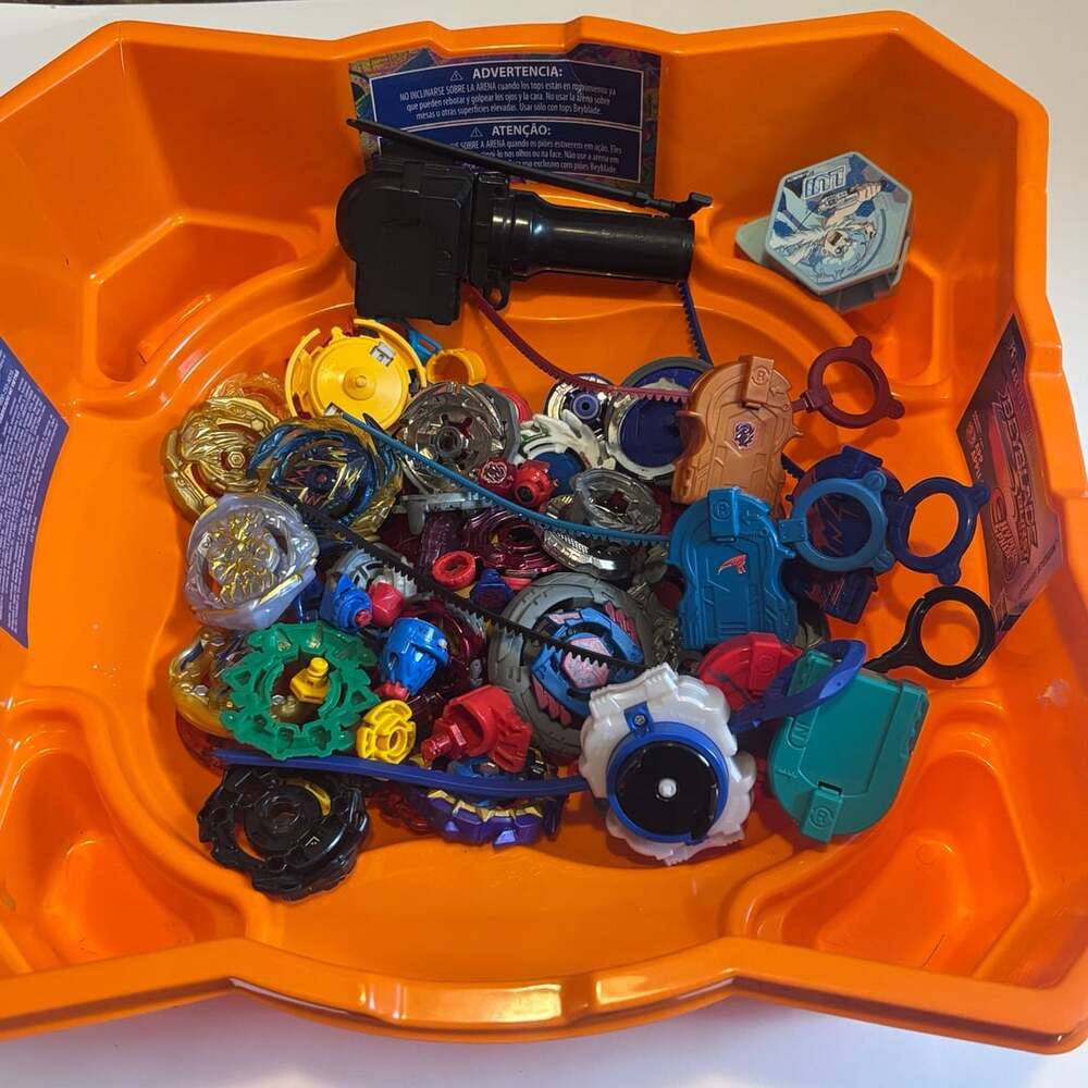 Beyblade Burst Lot with Stadium, Launchers, Rippers, and Multiple Tops